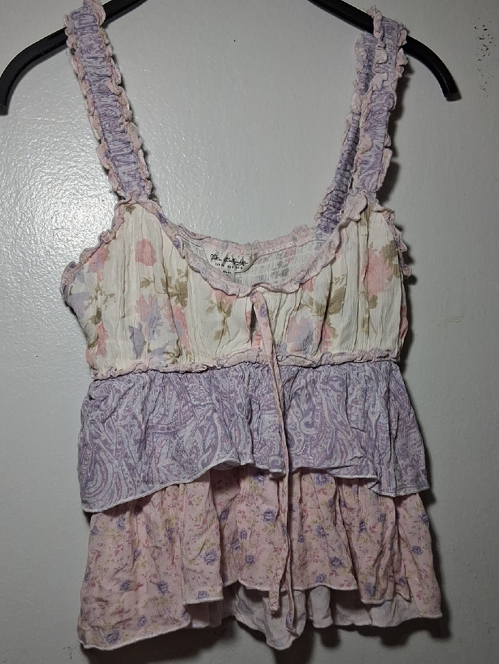 Miss Selfridge Lavender & Blush Tiered Ruffle Cami Top